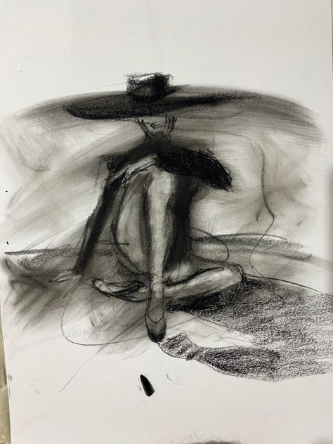 Charcoal drawing Water Charcoal Drawing, Charcoal Drawing Practice, Rough Charcoal Sketch, Small Charcoal Drawing, Charcoal Easy Drawing, Messy Charcoal Sketches, Coal Drawing Easy, Charcoal Stick Drawing, Easy Charcoal Drawing For Beginners