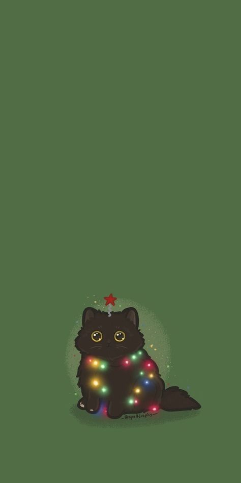 Cats Christmas Wallpaper, Green Christmas Phone Wallpaper, Cat Ipad Wallpaper Aesthetic, Christmas Cat Phone Wallpaper, Cat Illustration Christmas, Black Cat Fall Wallpaper, Cute Cat Phone Wallpaper, Christmas Cat Wallpaper Laptop, Christmas Wallpapers Funny