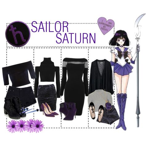 Sailor Saturn by clumsycinderella2992 on Polyvore featuring moda, GUESS by Marciano, Donna Karan, River Island, Topshop, American Apparel, C Label, ChloÃ©, Rupert Sanderson and Panacea Sailor Saturn Outfit, Saturn Inspired Outfit, Sailor Moon Inspired Outfits, Saturn Outfit, Anime Bounding, Professional Casual Outfit, Moon Outfit, Sailor Moon Collectibles, Sailor Moon Outfit