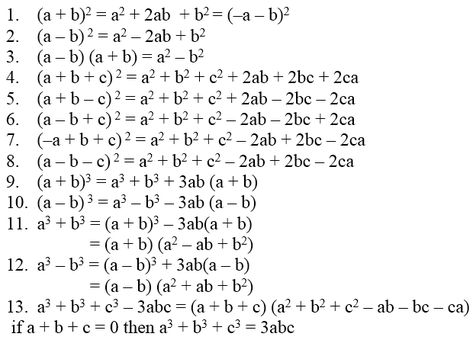 algebraic-identities Algebraic Identities, Maths Algebra Formulas, Math Formula Sheet, Math Formula Chart, Algebra Formulas, Formula Chart, Factoring Polynomials, Algebra Problems, Mathematics Worksheets