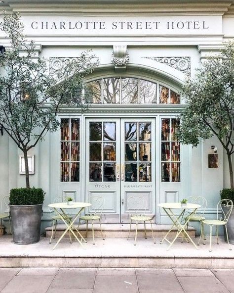 Photo | Crush Cul de Sac | Bloglovin’ Exterior Design Restaurant, Charlotte Street Hotel, Charlotte Street, Shop Facade, London Hotel, Storefront Design, Design Restaurant, Restaurant Paris, 카페 인테리어 디자인