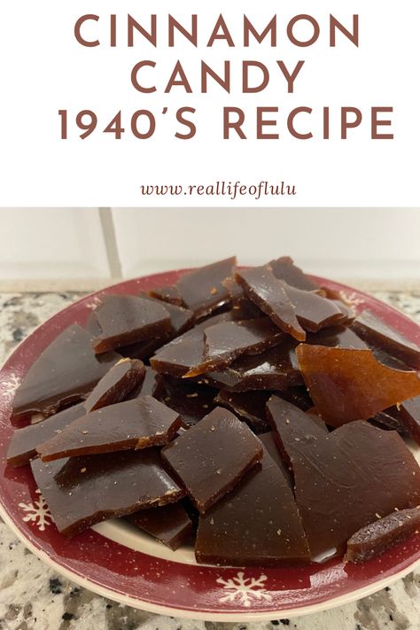 Vintage Cinnamon Candy #recipe #candy #cinnamon #cinnamoncandy #vintagerecipes #grandmasrecipe #vintage #oldfashionedrecipes Cinnamon Hard Candy, Microwave Peanut Brittle, Bad Cakes, Hard Candy Recipes, Cinnamon Candy, Bake A Cake, 1940's Style, Grandma's Kitchen, Old Fashioned Candy