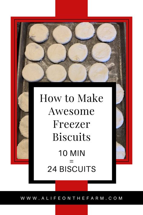 Super Easy Recipe - Awesome Freezer Biscuits! Get this Recipe NOW! #recipe #recipes #biscuits #freezercooking #alifeonthefarm #twooaksfarmstead Freezing Biscuits Before Baking, Frozen Biscuits Recipes, Make Ahead Biscuits, Freezer Biscuit Recipe, Homemade Freezer Biscuits, Freezer Biscuits, Pillsbury Biscuit Recipes, Homestyle Meals, Recipes Biscuits