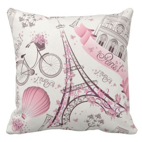 Modern Pink Paris Eiffel Tower Pattern Pillow Funny Pillow Cases, Paris Room Decor, Paris Bedroom, Velo Vintage, Funny Pillows, Paris Decor, Paris Themed, Printed Pillowcases, Paris Theme