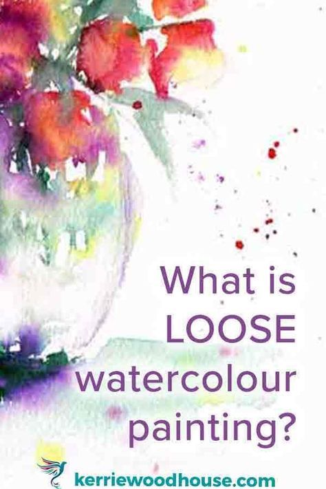 Painting Loose Watercolors, Sketching And Watercolor, Ink Colour Paintings, Loose Watercolors How To Paint, How To Paint Loose Watercolor, Painting With Inks Watercolour, Watercolor Painting Ideas Landscape, Watercolour Loose Flowers, Loose Watercolor Beginner