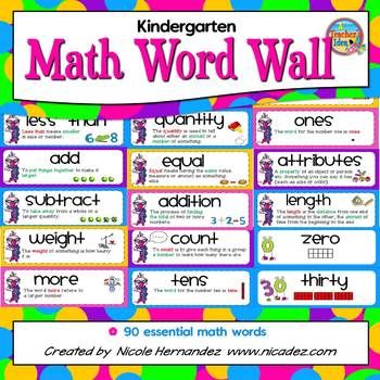 Kindergarten Math Word Wall 1st Grade Math Word Wall, Math Word Wall Kindergarten, Illustrative Math, Math Key Words, Word Wall Kindergarten, Math Focus Walls, Measurement Word Problems, Math Word Wall, Math Vocabulary Words