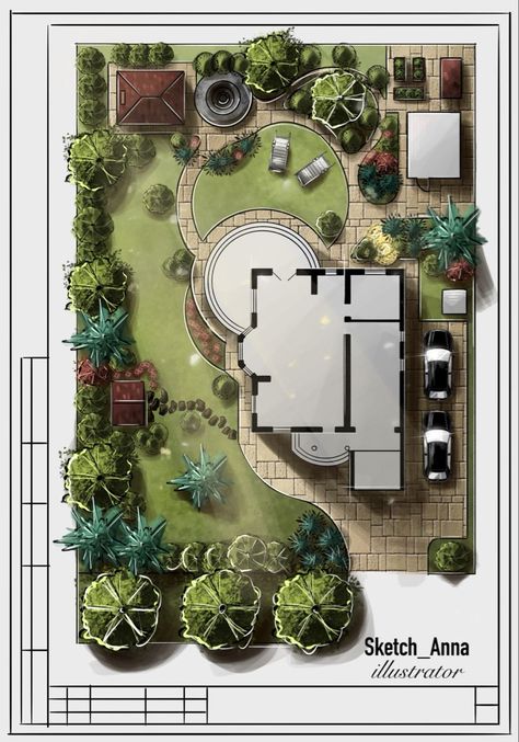 Ландшафтный дизайн. House With Garden Design, Landscape Design Floor Plan, Garden Design Plans Landscape, Villa Landscape Design Plan, Villa Site Plan Design, House Landscape Plan, Garden Site Plan, Landscape Architecture Residential, Landscape Architecture Design Garden