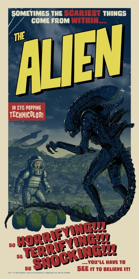 Pop Art Movie Posters, 50s Horror Movie Posters, Comic Movie Posters, Fan Made Movie Posters, 50s Movie Posters, Alien Movie Art, 50s Posters, Aliens Poster, Aliens Movie Art