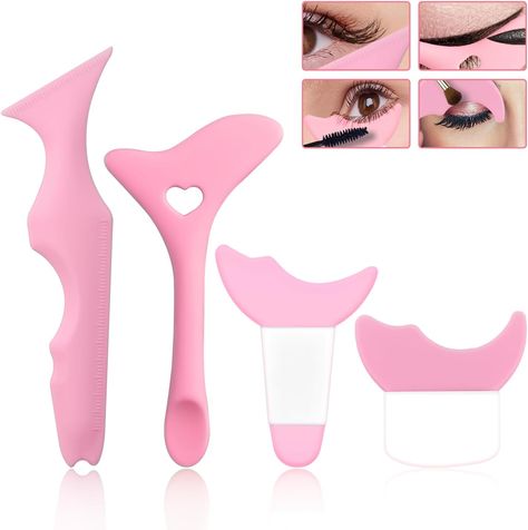 4pcs Eyeliner Guide Tool, Multi-Purpose Eyeliner Stencils Wing Tips Eyeliner Eyeshadow Applicators Silicone Marscara Guard for Beginners Eye Make Up Stencil Pads (Pink) Eyeliner Stencils, Winged Eyeliner Tricks, Eyeliner Guide, Eyeliner Stencil, Eyeliner Eyeshadow, Eye Make, Beauty Shop, Eyeliner, Eye Makeup