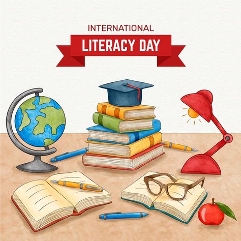 English Poster Making Ideas, International Literacy Day Painting, Literacy Posters Design, International Literacy Day Poster Drawing, English Month Poster Making, Right To Education Illustration, World Literacy Day Posters, Advertisement Ideas For School Project, Poster About Education