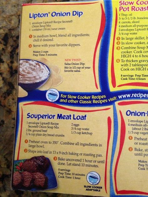 Onion Soup Mix Meatloaf, Beefy Onion Soup, Onion Soup Meatloaf Recipe, Lipton Onion Soup Meatloaf, Lipton Soup, Good Meatloaf Recipe, Lipton Onion Soup Mix, Soup Appetizers, Onion Soup Recipes