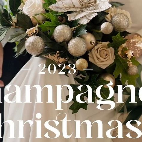 Ling's Moment | Artificial Floral & Wedding Decor on Instagram: "-𝘾𝙝𝙖𝙢𝙥𝙖𝙜𝙣𝙚 𝘾𝙝𝙧𝙞𝙨𝙩𝙢𝙖𝙨- Glimmering gold, neautral cream, dazzling white and deep pine green 🤍 Our Champagne Christmas collection is a modern take on holiday decor. Sophisticated and refreshing, capture all the romance of the festive season with this radiant color palette. What are you planning for your Champagne Christmas wedding? . . . . . #lingsmoment #lingsbrides #weddingdecor #holidaywedding #festivedecor #chri Christmas Decor Champagne Color, Green And Champagne Christmas Decor, Green And Gold Christmas Wedding, Champagne Christmas Decor, Floral Wedding Decor, Champagne Christmas, Wedding Entourage, Floral Wedding Decorations, Pine Green