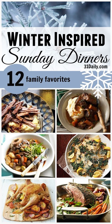 Winter Inspired Perfect For Sunday Dinner Ideas | 31Daily.com Sunday Family Dinner Ideas, Easy Sunday Dinner, Sunday Dinner Ideas, Winter Dinner Party, Sunday Dinners, Sunday Dinner Recipes, Weekend Dinner, Sunday Recipes, Winter Dinner Recipes