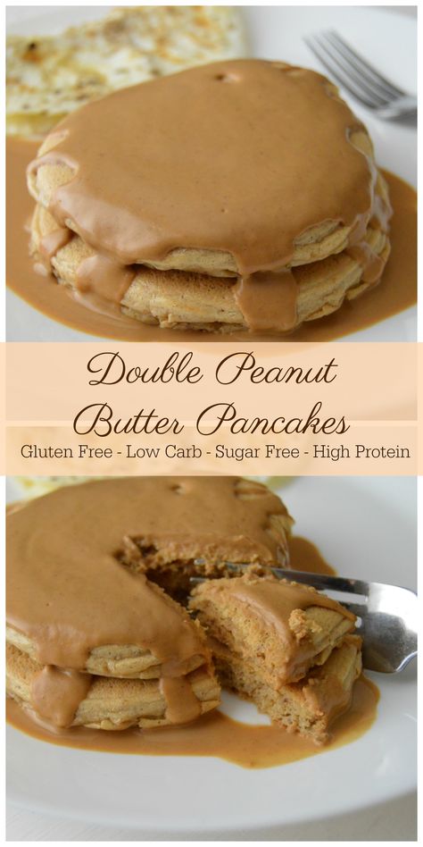 A flourless pancake that doesn't taste flourless!  So fluffy and healthy too! On chocolatesalad.com Keto Peanut Butter Pancakes, Keto Pb2 Recipes, Pb Pancakes, Macro Dinner, Healthier Deserts, Peanut Butter Delight, Peanut Butter Powder Recipes, Flourless Pancakes, Pb2 Recipes