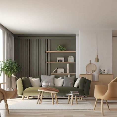 Light Olive Living Room, Scandi Green Living Room, Pistachio Green Living Room, Olive Green Feature Wall Living Rooms, Olive Green Wall Living Room, Olive Green And Grey Living Room, Green Scandinavian Living Room, Overtly Olive Living Room, Olive Green Sofa Living Room Ideas