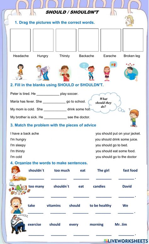 Say And Tell Worksheets, Should Or Shouldn't Worksheets, Ms Word Practice Exercise, Free Printable Alphabet Worksheets, English Grammar For Kids, Grammar For Kids, English Teaching Materials, English Activities For Kids, English For Beginners