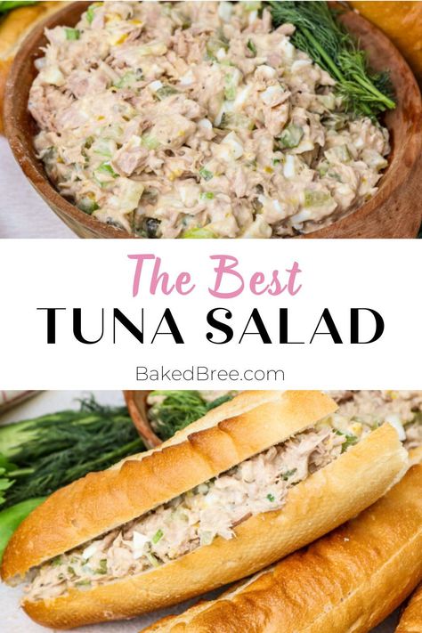 Enjoy the perfect blend of creamy, tangy, and crunchy elements with this easy-to-make and hard-to-forget Tuna Salad Baked Bree Recipe, Tuna Fish Salad, How To Make Tuna, Best Tuna Salad, Tuna Salad Sandwich, Avocado Tomato Salad, Homemade Coleslaw, Tuna Sandwich, Tuna Salad Recipe