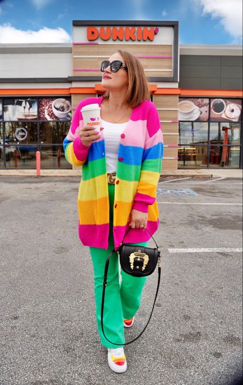 Rainbow Sweater Outfit, Summer Outfits Black Women, Black Women Business Attire, Outfit Ideas Skirt, Fall Festival Outfit, Sweater Inspiration, Skirt Outfits Summer, Rainbow Cardigan, Whimsical Dress