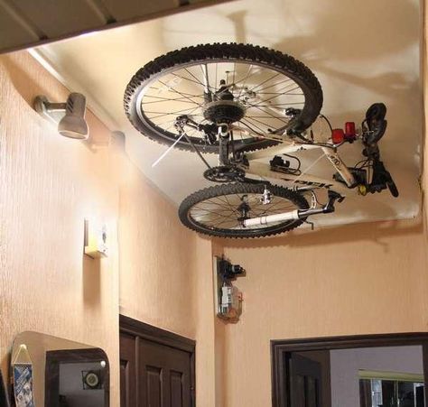 20 Modern Storage Ideas, Bike Racks for Fans of Functional and Aesthetic Storage Solutions Bike Storage Ceiling, Bike Storage Small Space, Storage Ceiling, Dirt Bike Room, Ceiling Storage Rack, Bike Storage Garage, Bike Storage Solutions, Bike Storage Rack, Recumbent Bicycle