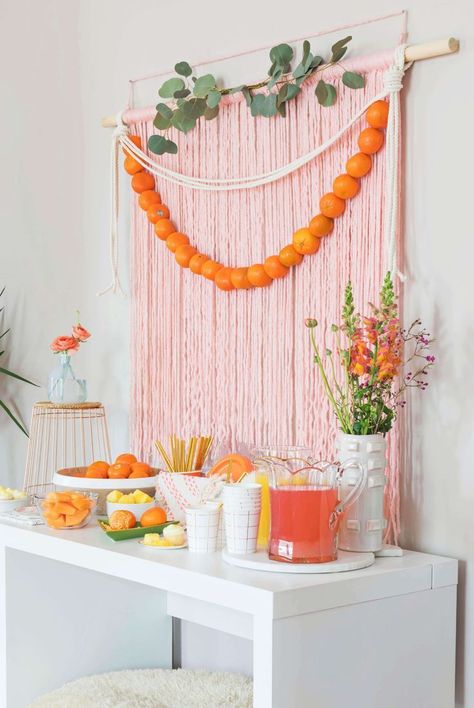 Brunch Backdrop, Diy Brunch, Simple Brunch, Orange Baby Shower, Peach Party, Orange Party, Fiesta Tropical, Diy Event, Event Backdrop