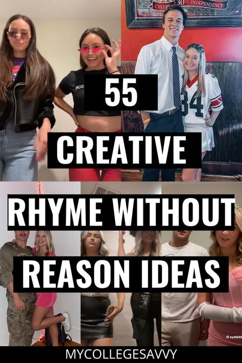 55 creative rhyme without reason ideas Hoco Dress Up Days Ideas, Rhyme Without Reason Party, Rhyme Without Reason, Halloween Rhymes, Spirit Day Ideas, Costume Party Themes, Dress With Turtleneck, School Spirit Week, School Spirit Days