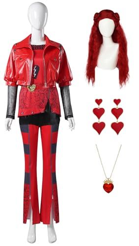 Adult Rise of Red Costume Deluxe Red Costume for Women Halloween Cosplay Outfits Jacket Flared Pants with Wig Red Outfit Party, Women Red Outfit, Descendants Red, Red Outfits For Women, Red Cosplay, Red Princess, Red Costume, Carnival Halloween, Last Minute Costumes