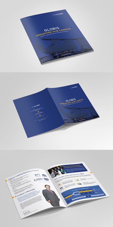 GOBIS University Brochure on Behance Stalls Ideas, University Brochures, College Brochure, University Housing, Brochure Cover Design, Workbook Design, Bi Fold Brochure, Brochure Cover, Futuristic Design