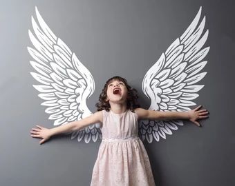 Wings Sticker, Big Bedroom, Angel Wings Wall Art, Angel Wings Design, Photos Wall, Angel Wings Wall, Wing Wall, Wings Art, Childs Room