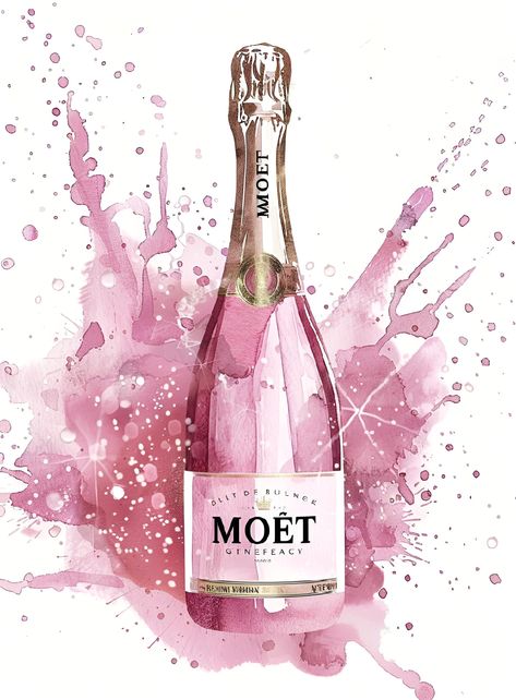 Save & follow for more stunning visuals! Discover this elegant Moet & Chandon rosé champagne bottle, dressed in chic pink and rose gold hues. The vibrant splash background enhances its luxurious appeal. Perfect for art and wine lovers alike.  #MoetChandon #RoseChampagne #ArtPrint #WineLover #LuxuriousLiving #ChicDesign #ImagePrompt #AIimage Pink Champagne Aesthetic, Wine Bottle Aesthetic, Champagne Bottle Art, Wine Bottle Drawing, Champagne Watercolor, Pink Champagne Bottle, Moet Rose, Rosé Champagne, Moet Champagne