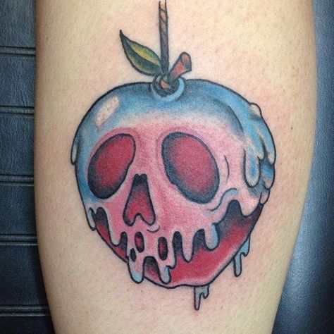 Tattoo uploaded by Robert Davies | Poisoned Apple Tattoo by Matthew Robinson #poisonedapple #apple #Disney #SnowWhite #MatthewRobinson | 19000 | Tattoodo Bad Apple Tattoo, Lark Tattoo, Snow White Tattoos, Neat Tattoos, Apple Tattoo, Poisoned Apple, Food Tattoos, Poison Apple, Tattoo Prices