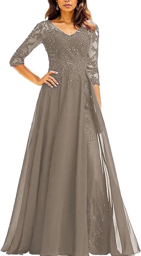 Amazon.com: Dusty Rose Mother of Bride Dress for Wedding Lace Sequin Mother of Groom Dresses with Applique Wedding Guests Dress : Clothing, Shoes & Jewelry Wedding Guests Dress, Dresses With Sleeve, Chiffon Formal Dress, Dress With Applique, Formal Wedding Guest Dress, Hot Colors, Chiffon Lace Dress, Formal Dresses With Sleeves, Mother Of Groom Dresses