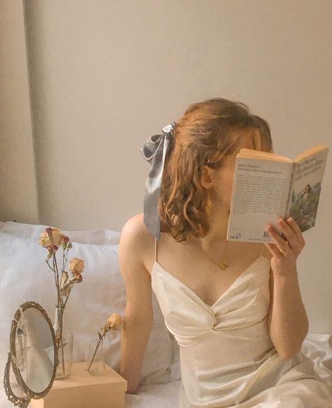 Reading A Book, A Book, A Woman, Reading, Bed, Flowers