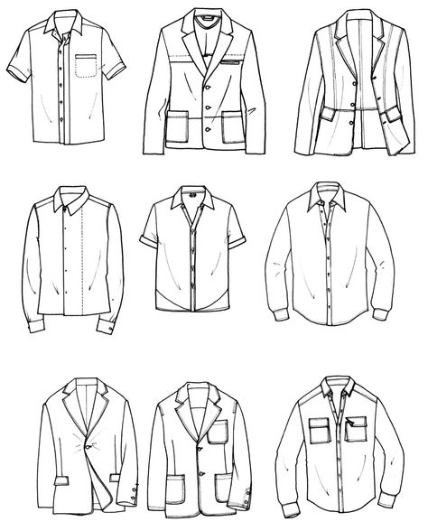 Men's Jacket and shirt Men Shirt Drawing, Suit Patterns Men's, Mens Clothing Design Sketches, Jacket Template, Fashion Sketch Template, Fashion Sketches Men, Shirt Sketch, Desen Realist, Style Masculin