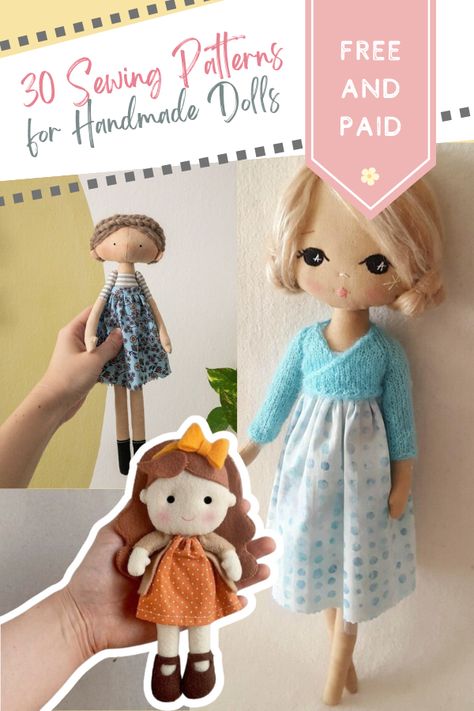 Free Sewing Doll Patterns, Free Toy Sewing Patterns Templates, Diy Fabric Doll Pattern Free, Free Rag Doll Patterns To Sew, Comfort Dolls Free Pattern, Small Rag Doll Pattern Free, Free Cloth Doll Patterns, Small Fabric Doll Pattern, Sew Doll Clothes Pattern Free Printable