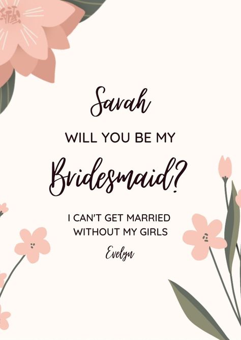 Free printable Be My Bridesmaid invitation templates  Canva Floral Themed Wedding, Report Card Template, Bridesmaid Invitation, Be My Bridesmaid Cards, Bridesmaid Cards, Vintage Inspired Wedding, A Font, Custom Templates, Formal Invitation