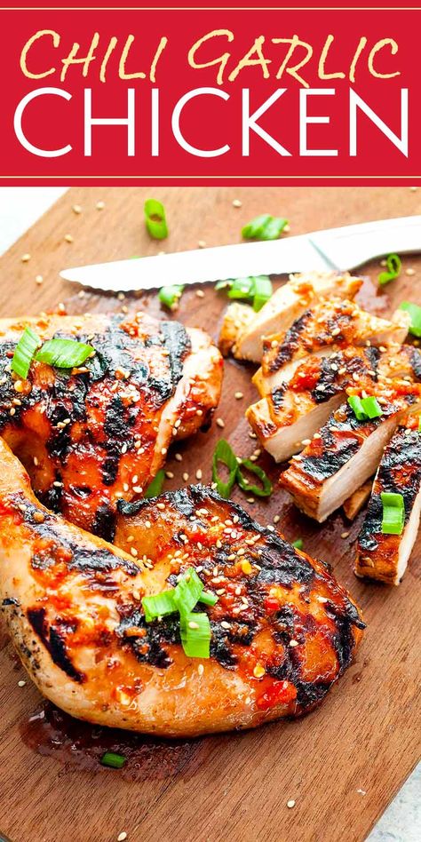 If you like some sweet heat, marinate your chicken thighs in this chili garlic sauce. They cook quickly on the grill and are especially good served with white rice. #grilling #chicken #chiligarlic #simplyrcipes Chili Garlic Chicken, Recipes With Chili Garlic Sauce, Garlic Sauce For Chicken, Grilling Chicken, Garlic Chicken Recipes, Sweet Heat, Chili Garlic Sauce, Chicken Dish, Spicy Chili