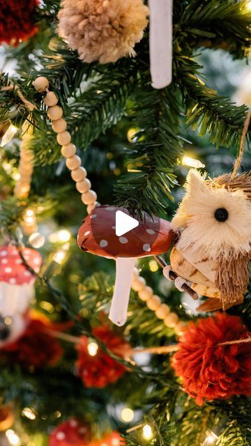 Wendy on Instagram: "For more instructions and step by step tutorial, check out my blog theKwendyHome.com. 

I’ve been enamoured by mushrooms this year and decided to add them to our Christmas tree. I even used a bed of moss as a tree skirt and added some woodland creatures to the tree. I’m excited to add more each year! 

#christmasdiy #christmascrafts #diychristmasdecor #cottagecoreaesthetic #mushrooms #mushroomlover #mushroomart #mushroomcore #christmastree #christmasornaments #ornaments" Woodland Creatures Christmas Tree, Moss Christmas Tree, Enchanted Forest Christmas, Mushroom Christmas Tree, Mushroom Tree, Mushroom Core, Woodland Christmas Tree, Cottage Core Aesthetic, Woodland Christmas