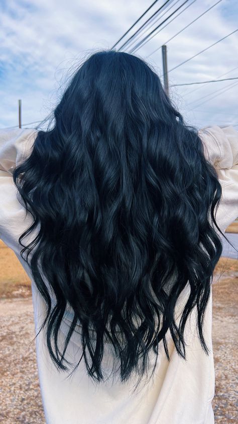 Jet Black Hair With Extensions, Dark Brown Hair Black Highlights, Black Hair Hairstyles Medium, Punchy Hair Color, Punchy Black Hair, Cute Dark Hair Colors, Raven Black Hair Color, Jet Black Medium Length Hair, Black Hair Country Girl