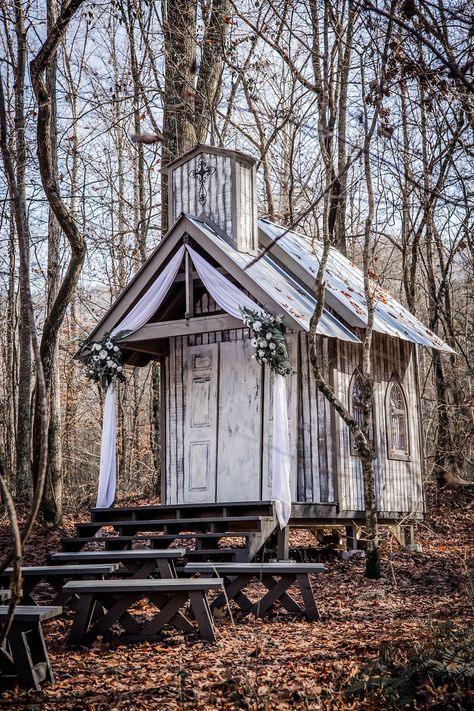 Chapel In The Hollow, Forest Chapel, Beautiful Chapels, Event House, Wedding Chapel Ideas, Chapel Ideas, Chapel Elopement, Wedding Chapels, Small Backyard Wedding