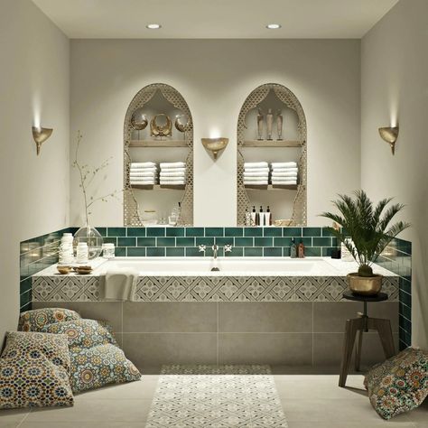 Hammam Style Bathroom, Arabian Style Bathroom, Bathroom Moroccan Style, Arabic Bathroom, Hamam Bathroom, Moroccan Style Bathroom, Moroccan Bathroom, Moroccan Interiors, Style Bathroom