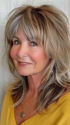 Joy Behar Hairstyles, Shag Haircut With Bangs Medium, Lisa Hartman Black Hairstyles, Feathered Hairstyles With Bangs, Bangs For 50 Year Old Women, Martha Stewart Hair Hairstyles, Long Bang Hairstyles, Layered Haircuts For Medium Hair With Bangs, Hair Styles With Bangs Over 50 Medium