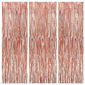 KatchOn, Rose Gold Fringe Curtain - XtraLarge 8x3.2 Feet, Pack of 3 | Rose Gold Backdrop for Birthday Party | Rose Gold Party Decorations | Rose Gold Tinsel Backdrop for Bachelorette Party Decorations Gold Streamers, Rose Gold Curtains, Rose Gold Party Decorations, Tinsel Backdrop, Rose Gold Backdrop, Gold Bachelorette Party Decorations, Streamer Party Decorations, Backdrop For Birthday Party, Gold Birthday Decorations