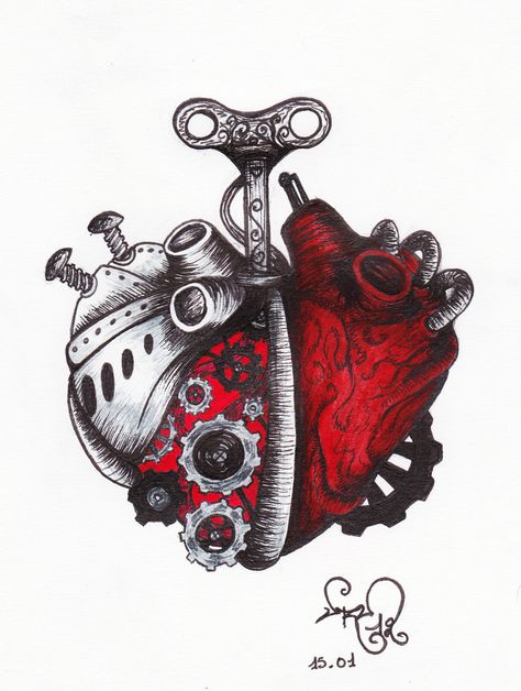 A Clockwork Heart by devil-urumi.deviantart.com on @deviantART Anatomical Heart Art, Tattoo Trash, Steampunk Tattoo, Anatomical Heart Tattoo, Trash Polka Tattoo, Anatomical Heart, Human Heart, Anatomy Art, Heart Art