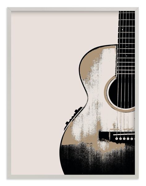 Music Guitar Art, Art Guitar, Minimalist Music, Kids Canvas Art, Bohemian Minimalist, Bathroom Art Prints, Guitar Playing, Art Shelves, Planner Art