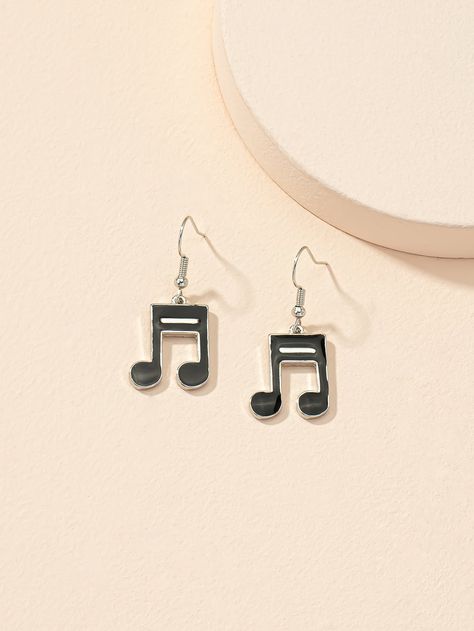 Black Fashionable   Plastic  Dangle Embellished   Jewelry Music Earrings, Polymer Clay Jewelry Tutorials, Earring Ideas, Gold Diamond Earrings, Art Clay, Music Note, Bracelets Handmade Beaded, Fancy Outfits, Fun Earrings