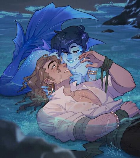 Person Shrugging Drawing, Merman X Human Boy, Mermaid X Human Art, Merboy Art, Monster X Human Ship Art, Mermaid Couple Art, Mermaid X Human, Gay Oc Art, Couple Oc Art