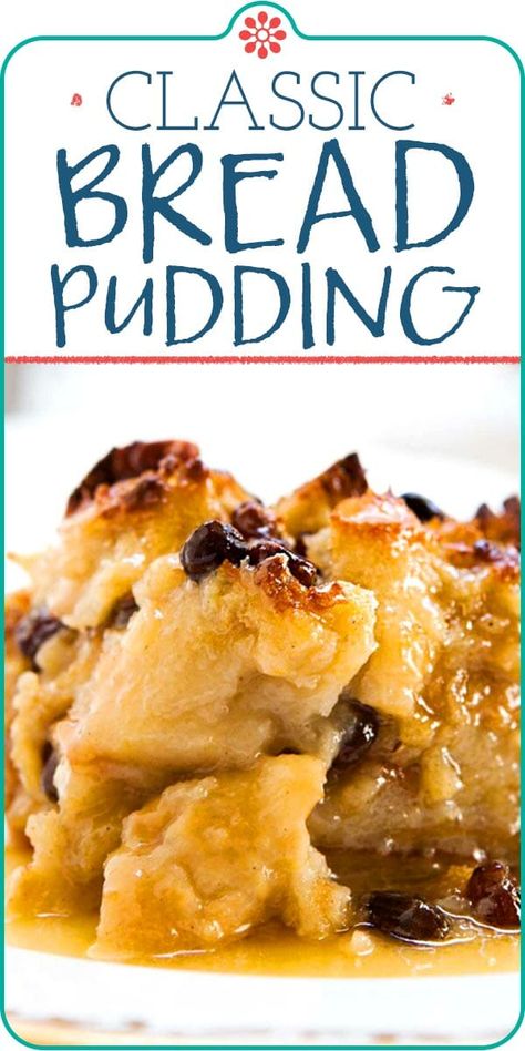 This best-ever Bread Pudding is so easy to make. Just soak bread cubes with eggs, sugar, and milk, then bake. Add bourbon-soaked raisins and spices to make it extra-special. This New Orleans dessert is a classic for Christmas, Mardi Gras, or any special meal. #BreadPudding #Dessertrecipe #Bourbon #NewOrleans #christmasrecipe #simplyrecipes Bread Pudding New Orleans, Classic Bread Pudding, Best Bread Pudding Recipe, Puding Roti, Old Fashioned Bread Pudding, Brioche Bread, Bread Pudding Recipe, Vanilla Glaze, Simply Recipes