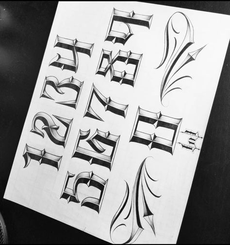 Number Tattoo Fonts Calligraphy, Tattoo Lettering Styles Numbers, Chicano Number Fonts, Number Fonts Design, Lettering Numbers Tattoo, Chicano Numbers, Tattoo Handwriting Fonts, Lettering Cholo, Tattoo Fonts Numbers