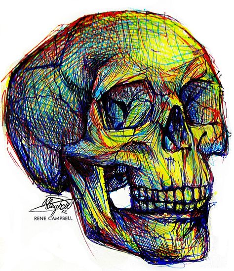 rushed, colorful Den Mrtvých, Skull Sketch, Skeleton Art, Gcse Art, High School Art, Human Skull, A Skull, Ap Art, A Level Art