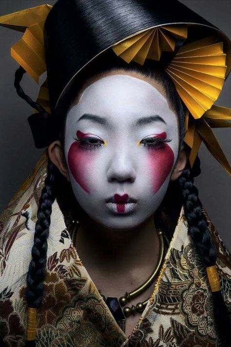 by Akiomi Kuroda Face Paint, A Woman, Mask, Paint, Makeup, Hair, Photography, Red, White